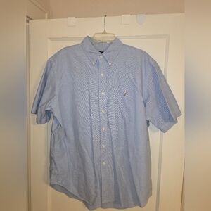 Ralph Lauren Men's Light Blue Button Down Short Sleeve Shirt